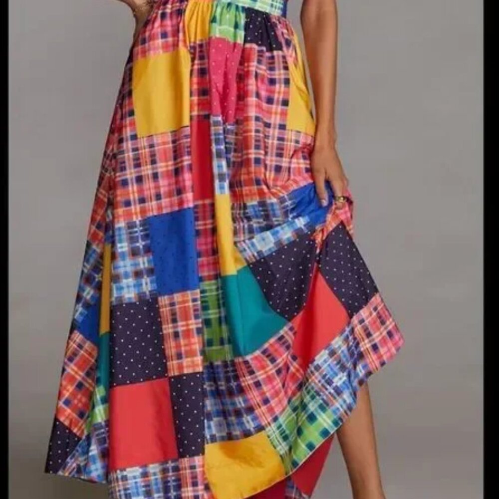 MAEVE by ANTHROPOLOGIE Colorful Patchwork A-line Maxi skirt XS